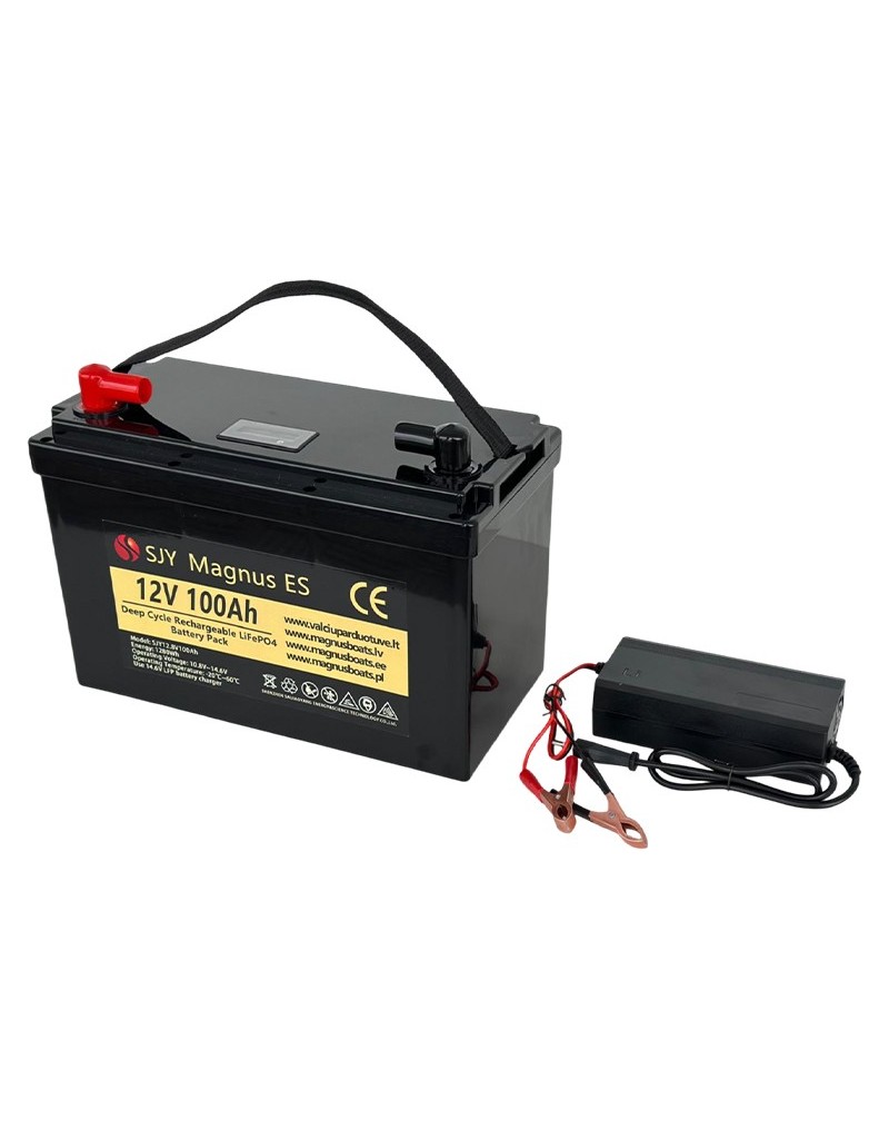 LiFePO4 SJY (12.8V, 100Ah) + lādētājs 10A
