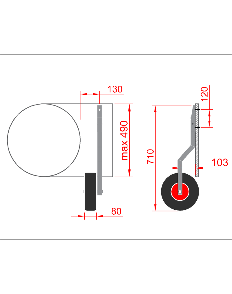 Stainless steel transportation wheels for inflatable bottom